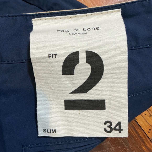 rag & bone Fit 2 Flyweight Chino Pants Dark Navy Slim Fit Men’s Size 34 NWT - Picture 14 of 14